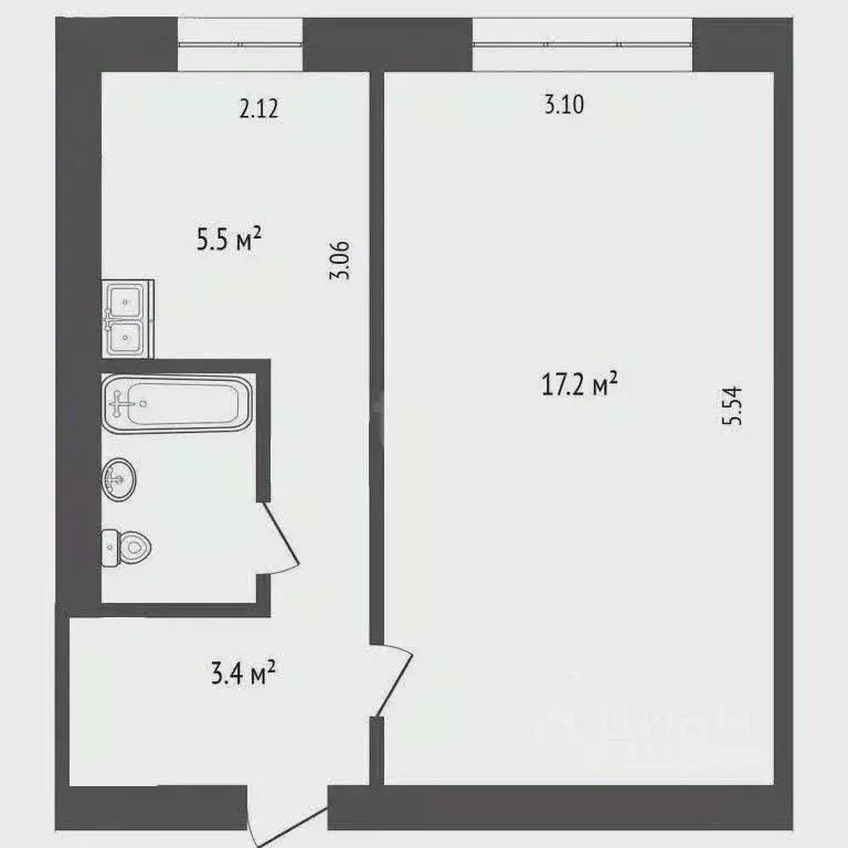 1-к кв. Вологодская область, Вологда Козленская ул., 127 (24.0 м) - Фото 2