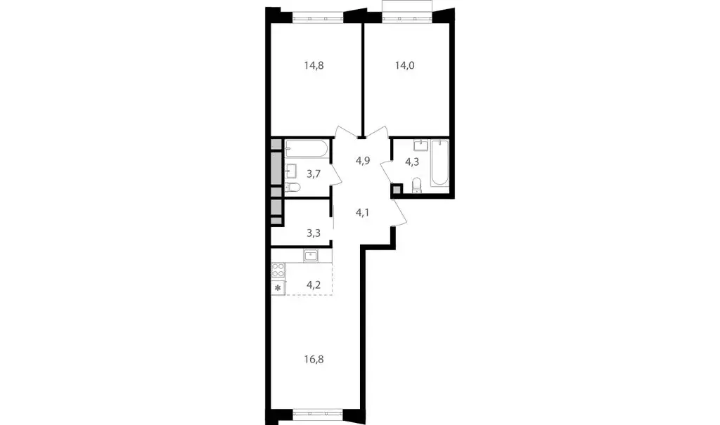 3-комнатная квартира: Москва, Михалковская улица, 48с1 (70.1 м) - Фото 0