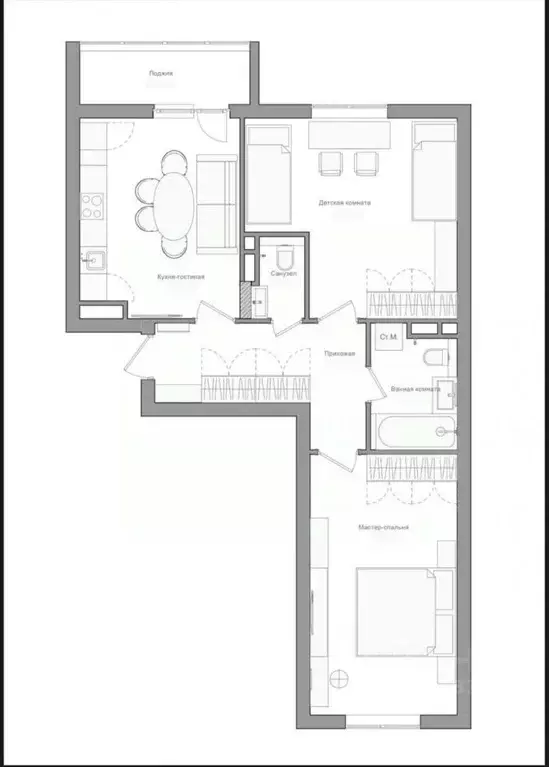 2-к кв. Нижегородская область, Нижний Новгород ул. Ванеева, 40А (71.5 ... - Фото 2