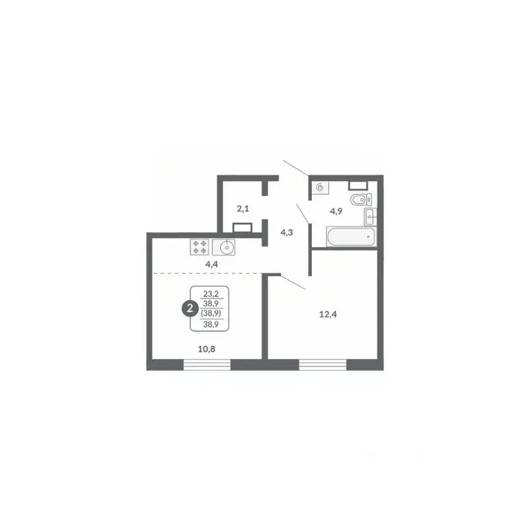 2-к кв. Кировская область, Киров Слобода жилой комплекс (38.9 м) - Фото 0