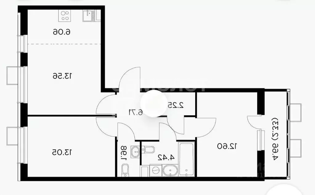 3-к кв. Московская область, Пушкино ул. Антона Ветчинова, 3 (63.0 м) - Фото 2