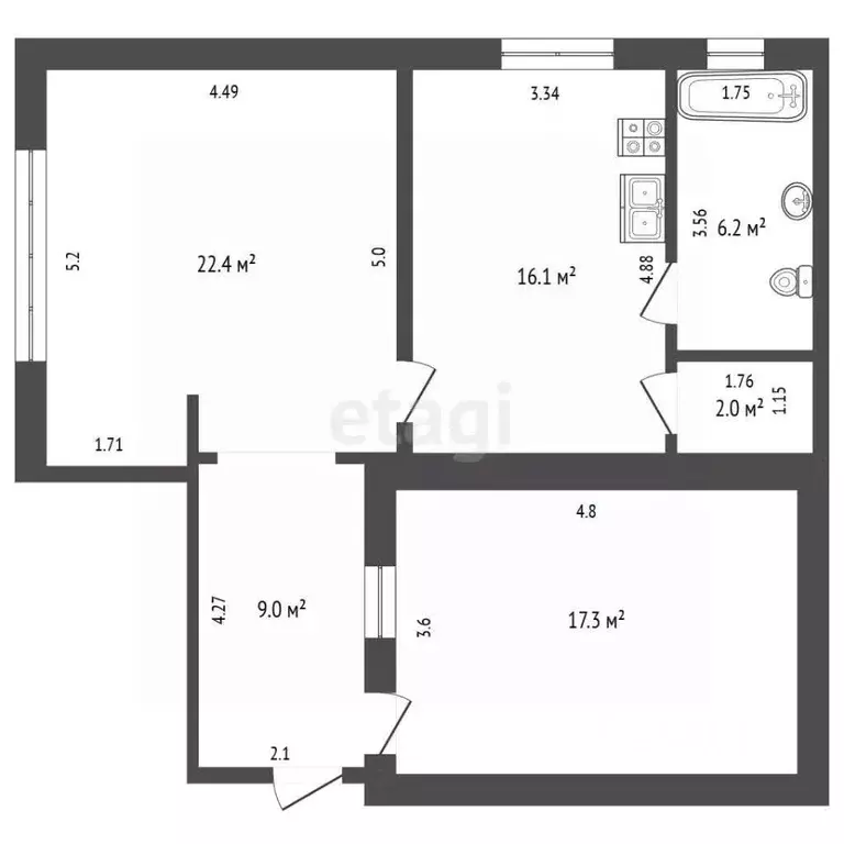 2-к кв. Крым, Ялта ул. Кучера, 6 (73.0 м) - Фото 2