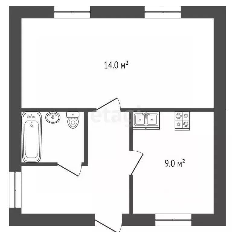 1-к кв. Ростовская область, Ростов-на-Дону Халтуринский пер., 9 (25.6 ... - Фото 2