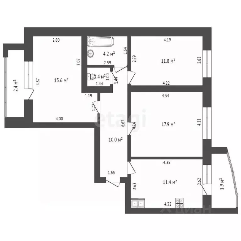 3-к кв. Мордовия, Саранск Севастопольская ул., 42с1 (76.6 м) - Фото 2
