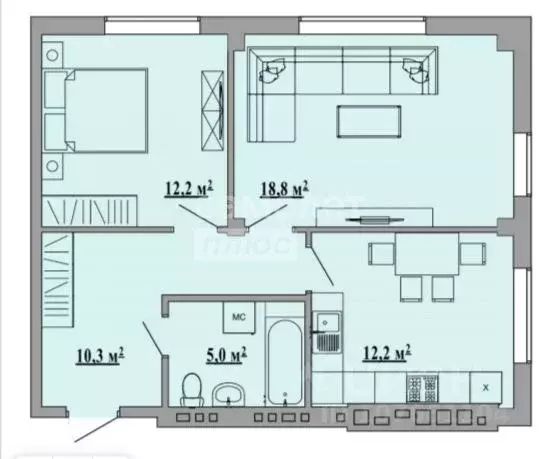 2-к кв. Липецкая область, Липецк ул. Василия Саунина, 2 (58.5 м) - Фото 1