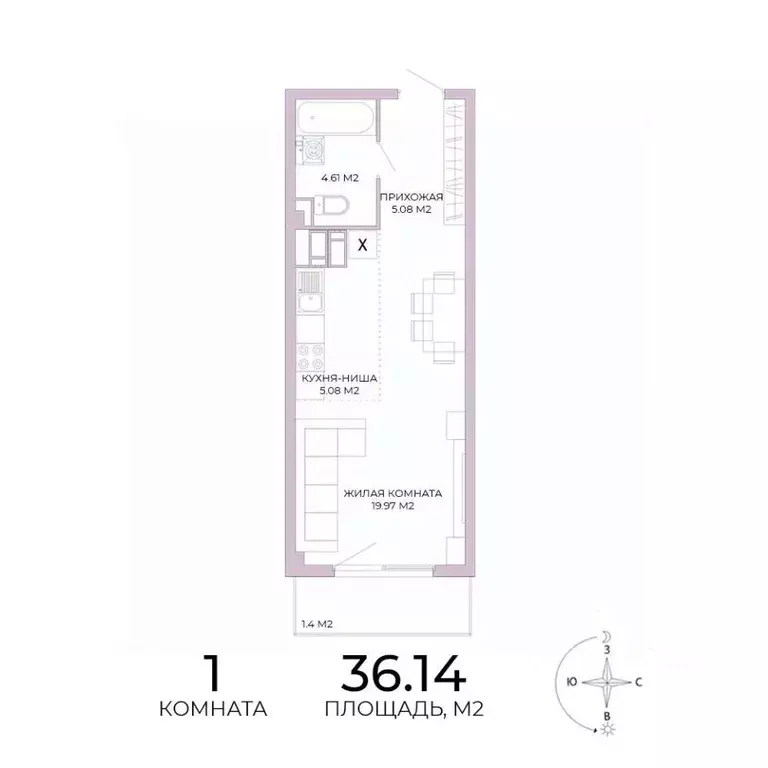 1-к кв. Пензенская область, Пенза Побочинская ул., с18 (36.14 м) - Фото 1