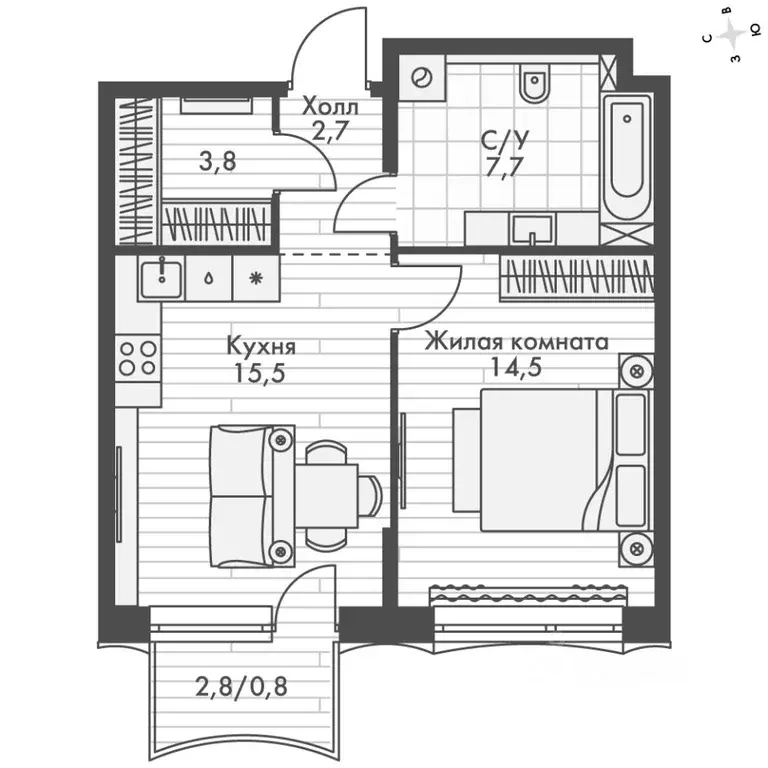 1-к кв. Нижегородская область, Нижний Новгород Черниговская ул. (45.0 ... - Фото 2