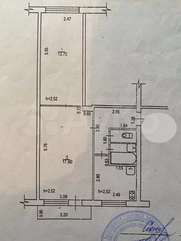 2-к. квартира, 44,9 м, 4/5 эт. - Фото 0