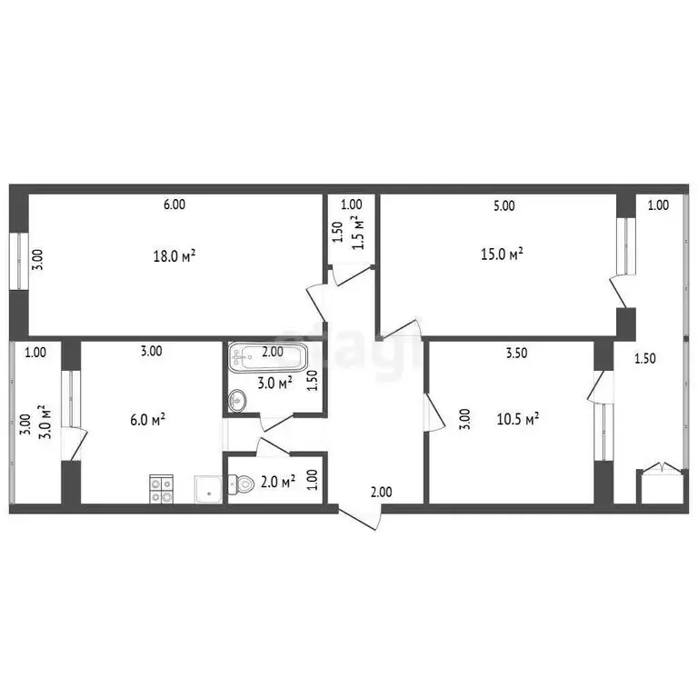 3-комнатная квартира: Феодосия, Украинская улица, 46 (64.3 м) - Фото 1