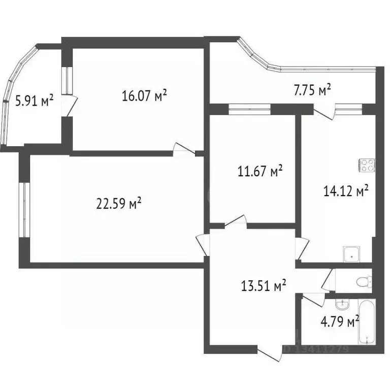 3-к кв. Белгородская область, Белгород Новый-2 мкр, ул. Шумилова, 10 ... - Фото 2