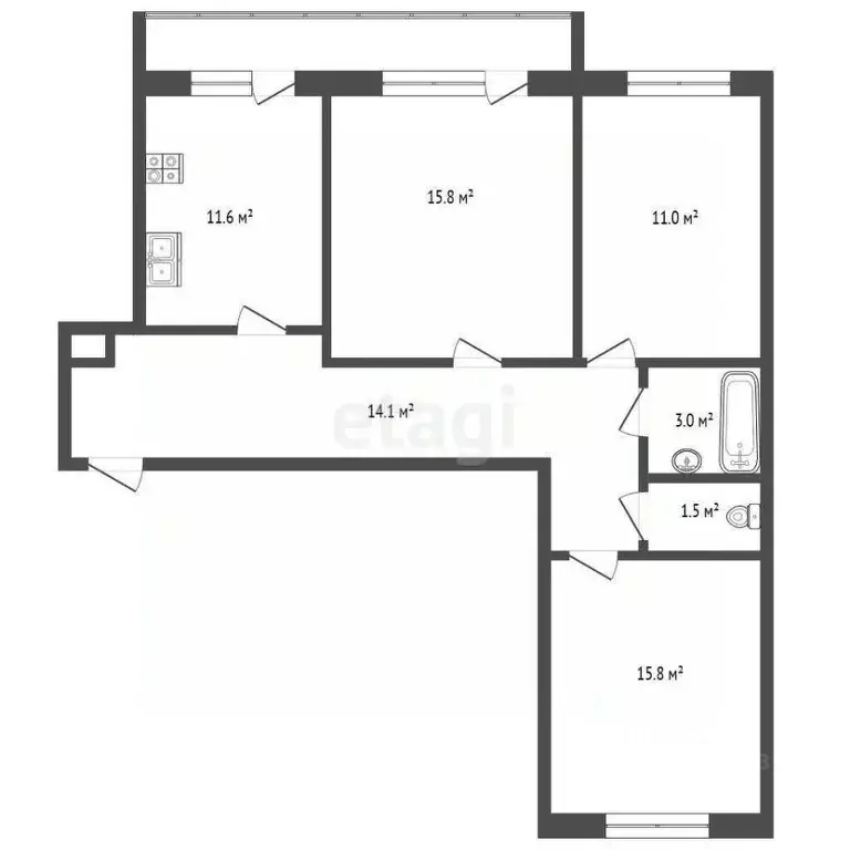 3-к кв. Архангельская область, Котлас просп. Мира, 9 (72.8 м) - Фото 1