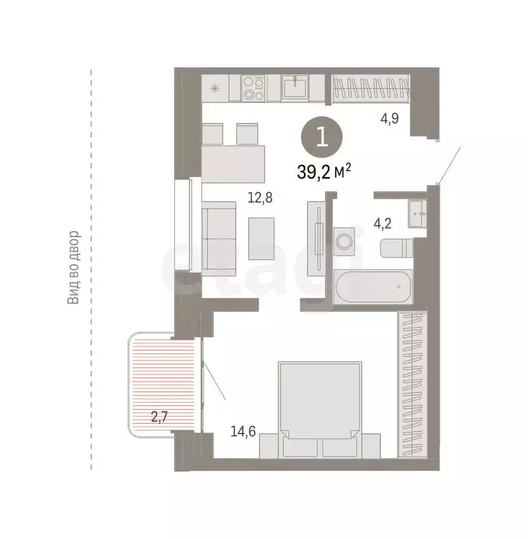 Продаётся 1-к квартира, 39.53 м - Фото 1