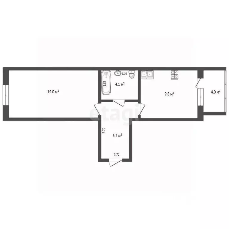 1-к кв. Тюменская область, Тюмень ул. Василия Гольцова, 26 (42.0 м) - Фото 1