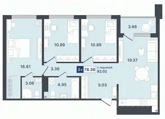 3-к кв. Тюменская область, Тюмень Ставропольская ул., 1 (78.36 м) - Фото 0