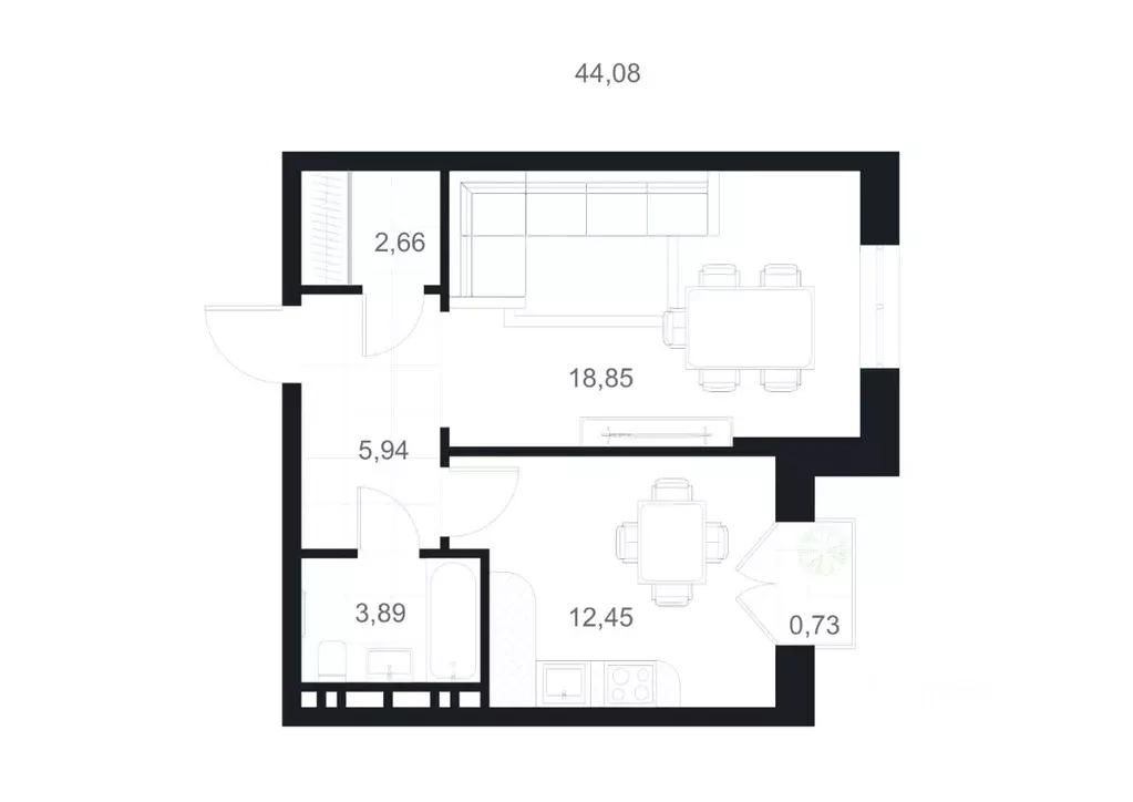 1-к кв. Дагестан, Каспийск ул. М. Халилова, 1А (44.08 м) - Фото 1