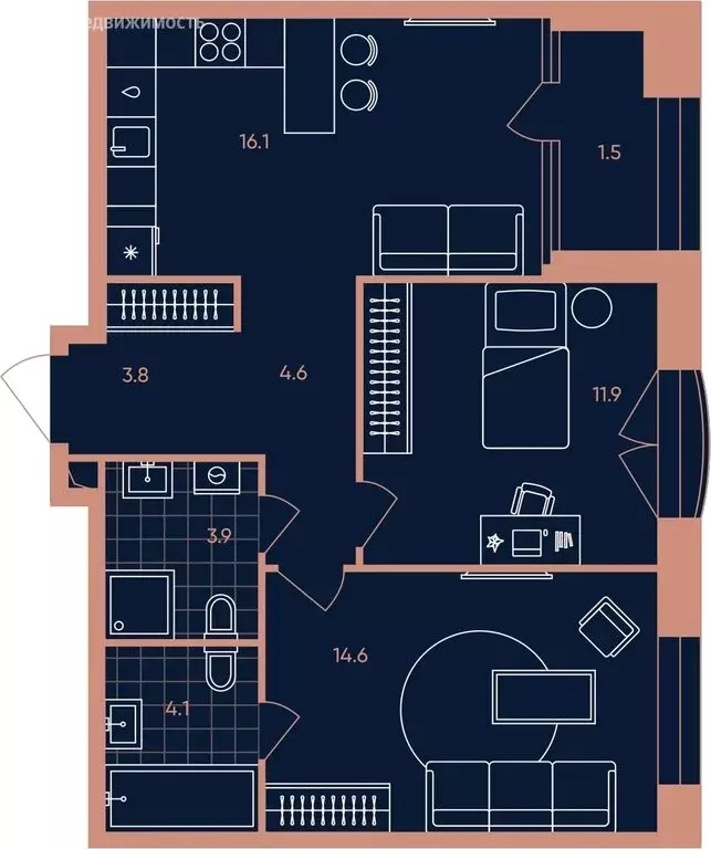 3-комнатная квартира: жилой комплекс Эра, 2 (60.5 м) - Фото 0