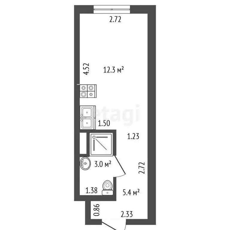Квартира-студия: Санкт-Петербург, проспект Стачек, 64 (20.7 м) - Фото 0