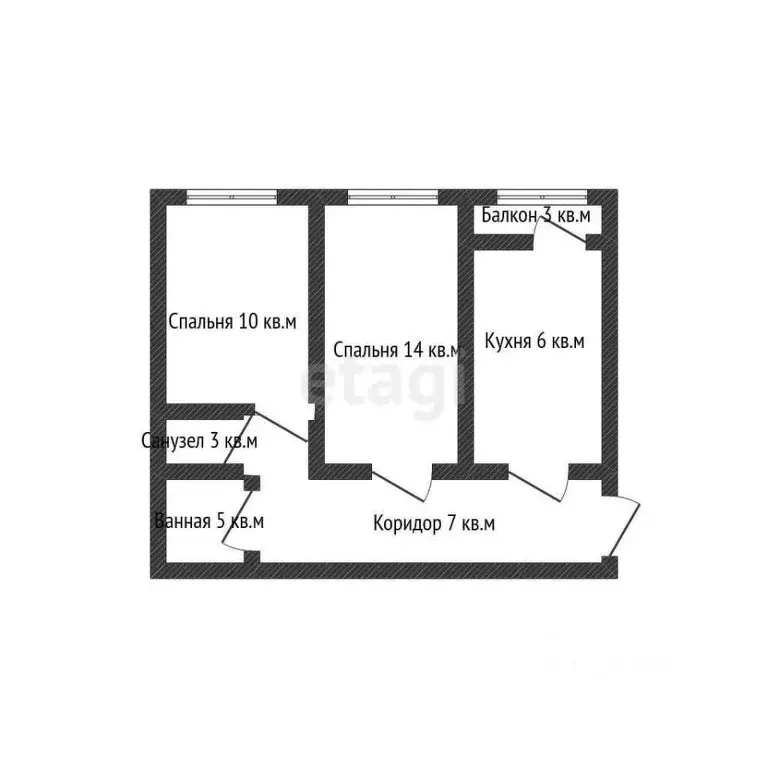 2-к кв. Адыгея, Майкоп ул. 2-я Комсомольская, 25 (47.0 м) - Фото 2