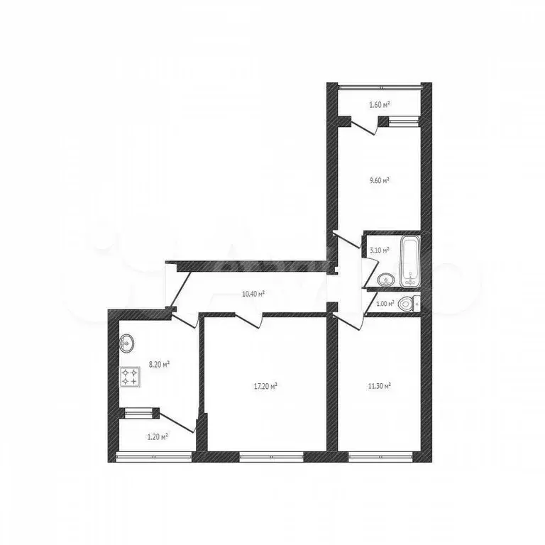 3-к. квартира, 61 м, 6/12 эт. - Фото 0