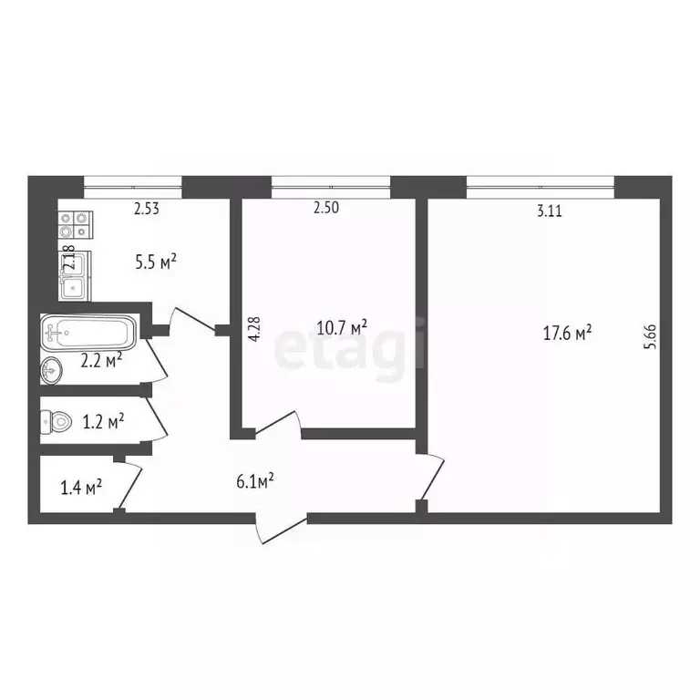 2-к кв. Хабаровский край, Комсомольск-на-Амуре Интернациональный ... - Фото 2