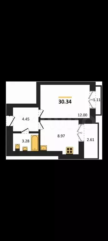 1-к. квартира, 32,4 м, 9/9 эт. - Фото 1