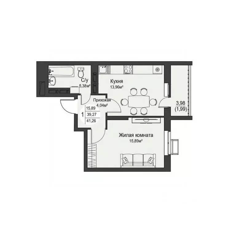 1-к кв. Орловская область, Орел ул. Кузнецова, 1 (41.26 м) - Фото 1