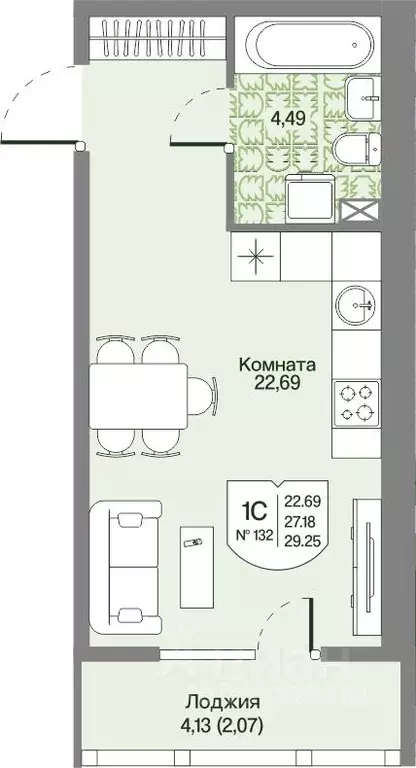 Студия Ленинградская область, Всеволожский район, Бугровское городское ... - Фото 1