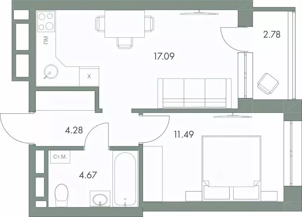 1-к кв. Ханты-Мансийский АО, Ханты-Мансийск ул. Доронина, 7 (40.31 м) - Фото 0