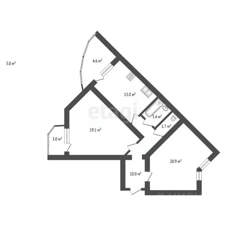2-к кв. Тамбовская область, Тамбов ул. Чичерина, 7/1к1 (67.4 м) - Фото 1
