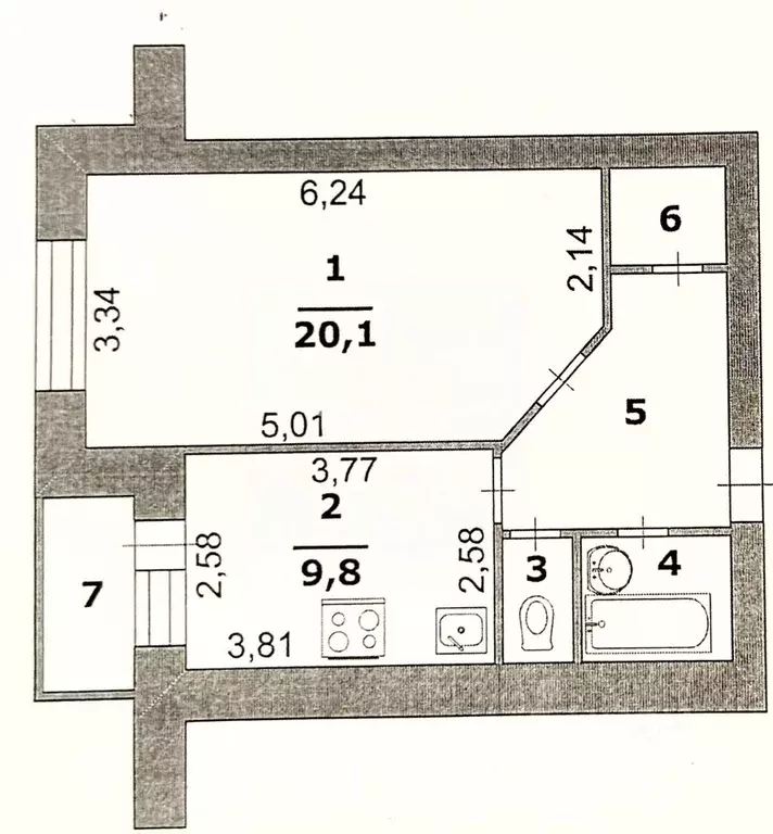 1-к кв. Белгородская область, Белгород Почтовая ул., 84 (41.7 м) - Фото 2