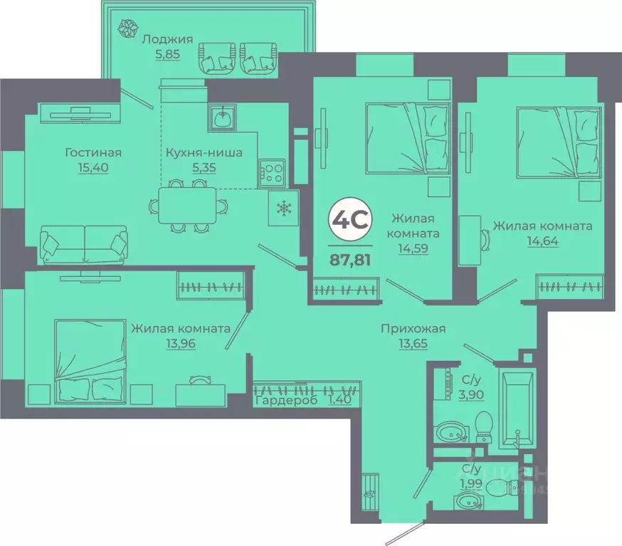 3-к кв. Ростовская область, Ростов-на-Дону Левенцовский мкр, ... - Фото 0