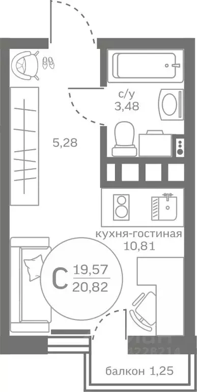 Студия Тюменская область, Тюменский район, д. Патрушева ул. Петра ... - Фото 0