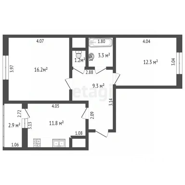 2-к кв. Ростовская область, Ростов-на-Дону ул. Скачкова, 52 (56.0 м) - Фото 1