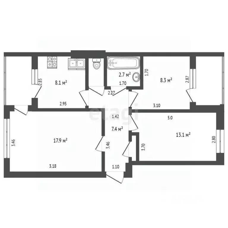 3-к кв. Самарская область, Самара пос. 113 километр, ул. Липяговская, ... - Фото 2