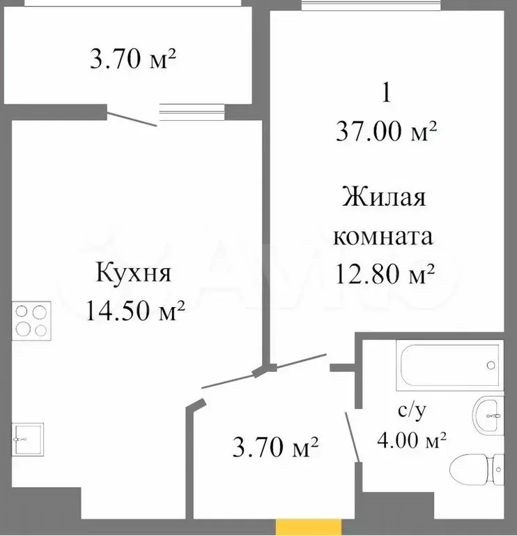 1-к. квартира, 37 м, 5/24 эт. - Фото 0