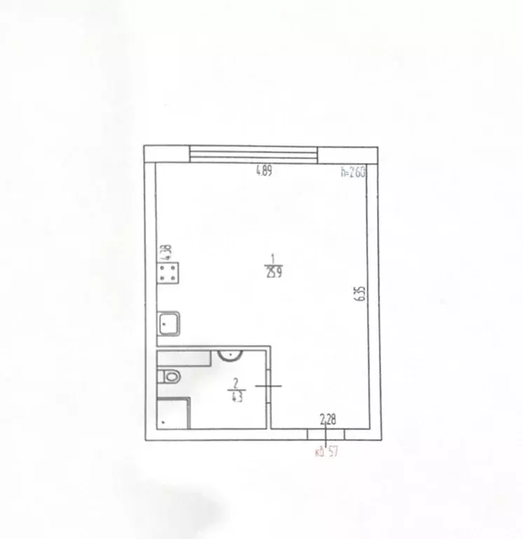Студия Ленинградская область, Всеволожск ул. Шевченко, 18К3 (30.2 м) - Фото 1