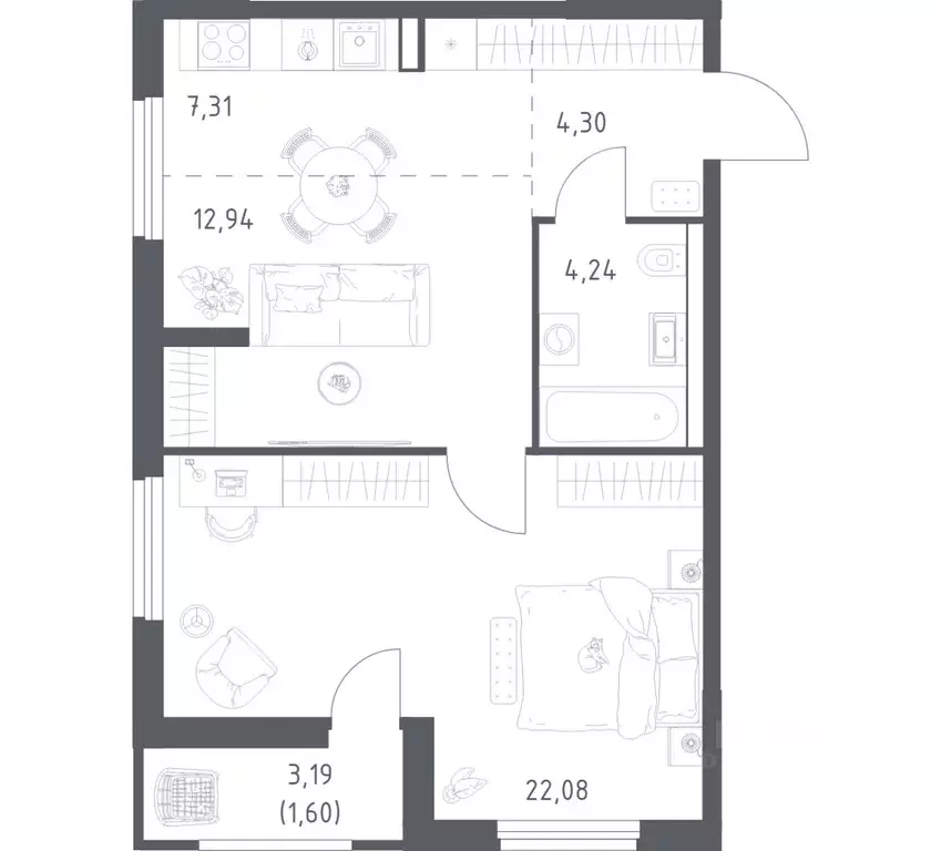 1-к кв. Башкортостан, Уфа ул. Минигали Губайдуллина, 8к9 (52.47 м) - Фото 1