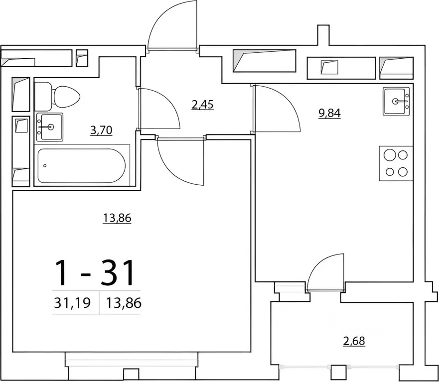 1-к кв. Санкт-Петербург Планерная ул., 95к1 (30.8 м) - Фото 1