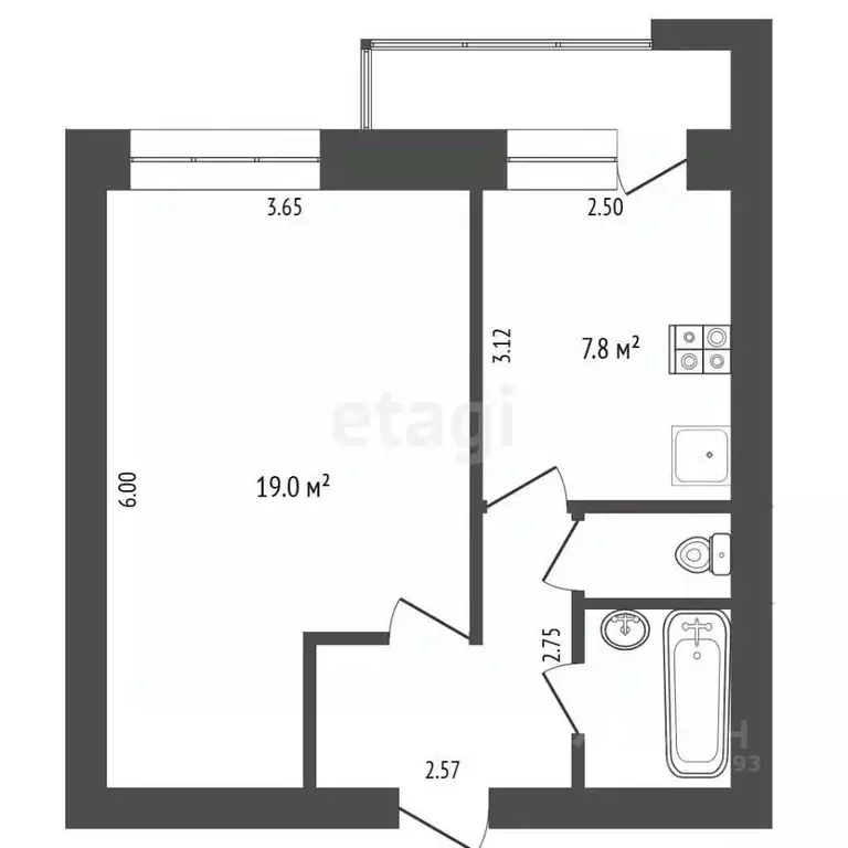 1-к кв. Чувашия, Чебоксары ул. Чернышевского, 36 (35.8 м) - Фото 2