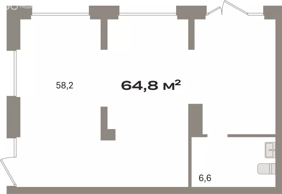 Помещение свободного назначения (64.76 м) - Фото 1