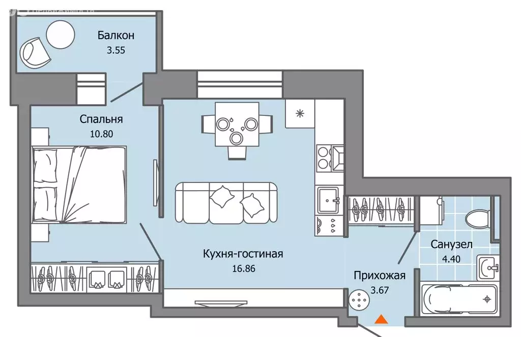 1-комнатная квартира: Пермь, улица Дзержинского, 35А (37 м) - Фото 2
