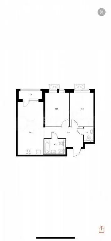 2-к. квартира, 60 м, 6/24 эт. - Фото 0