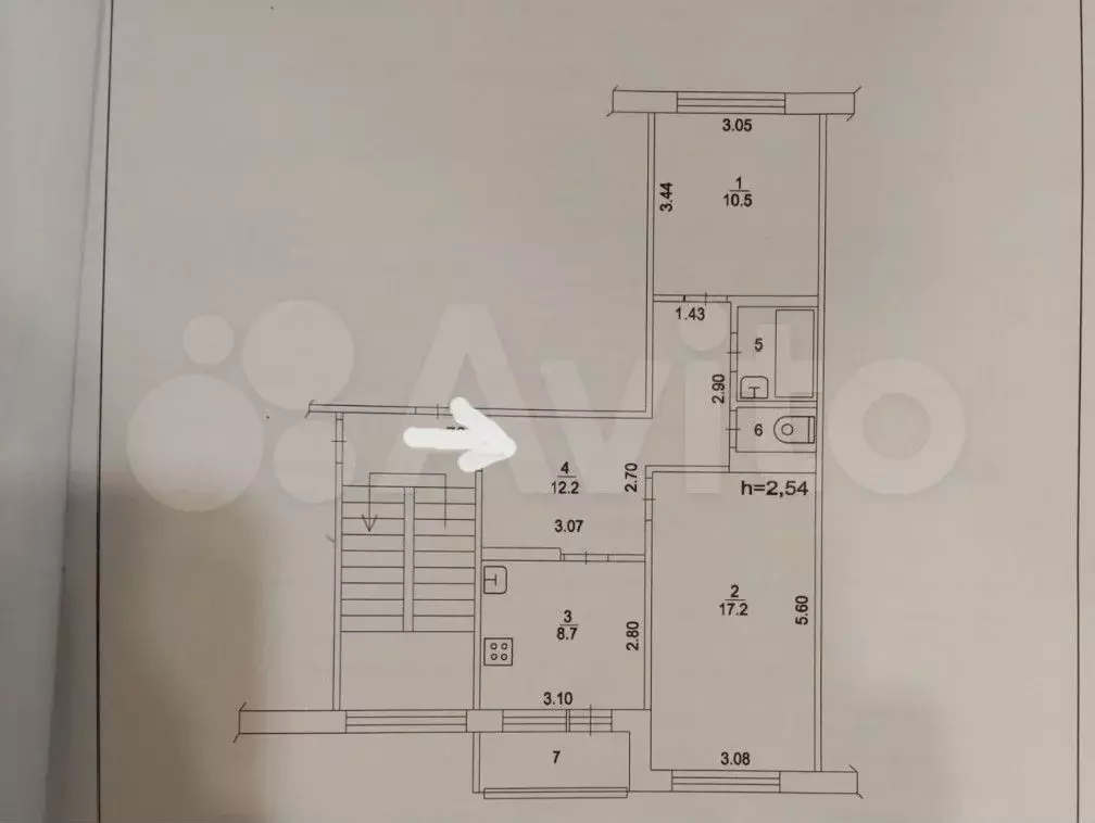 2-к. квартира, 52,4 м, 5/5 эт. - Фото 0