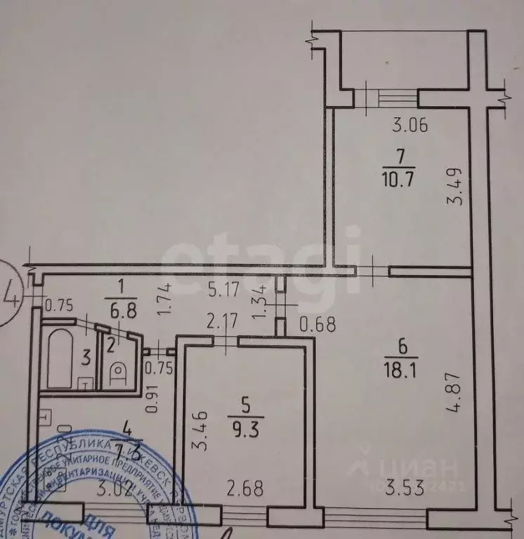 3-к кв. Удмуртия, Ижевск ул. Баранова, 83 (55.3 м) - Фото 1