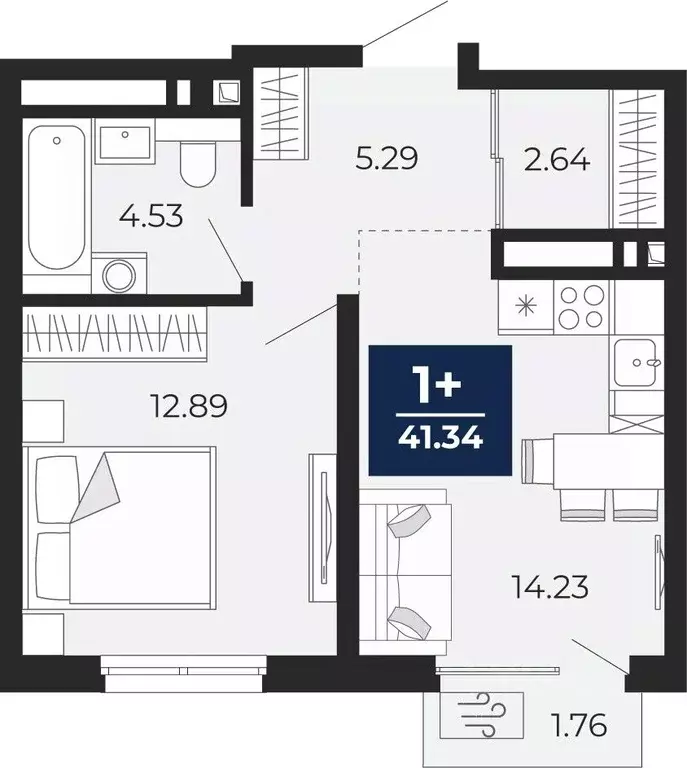1-к кв. Тюменская область, Тюмень Беринг жилой комплекс (40.11 м) - Фото 1