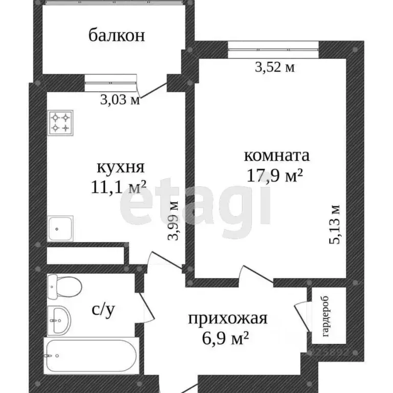 1-к кв. Вологодская область, Вологда ул. Сергея Преминина, 10Б (37.0 ... - Фото 2