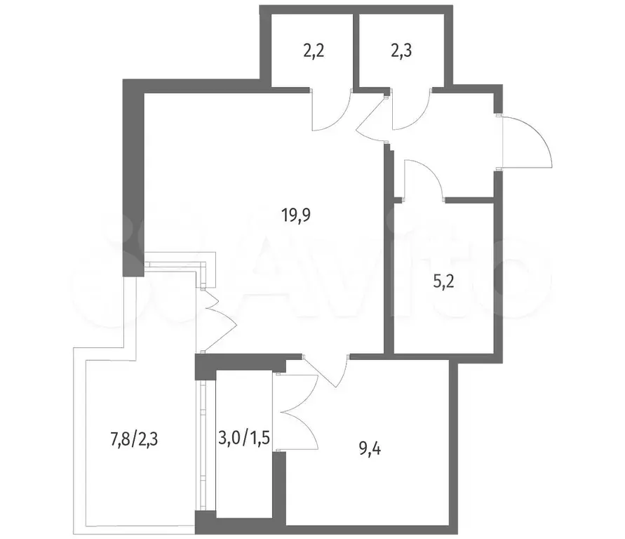 1-к. квартира, 46,7 м, 2/8 эт. - Фото 1