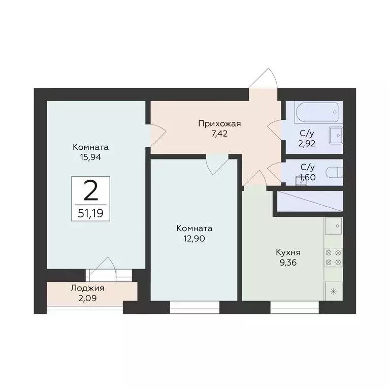 2-комнатная квартира: Самара, улица Советской Армии, 242 (51.19 м) - Фото 1