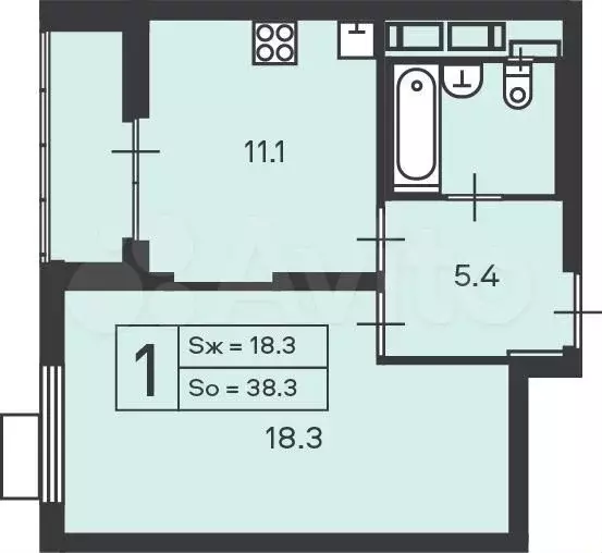 Аукцион: 1-к. квартира, 38,8 м, 8/37 эт. - Фото 0