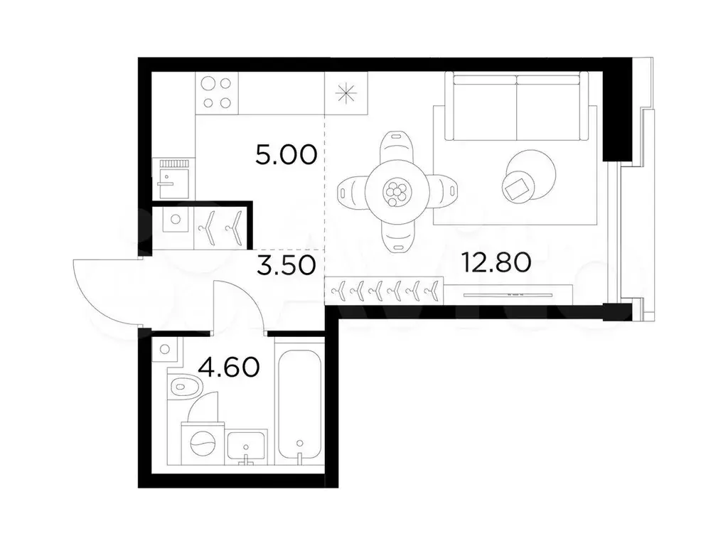 Квартира-студия, 25,9 м, 8/12 эт. - Фото 0